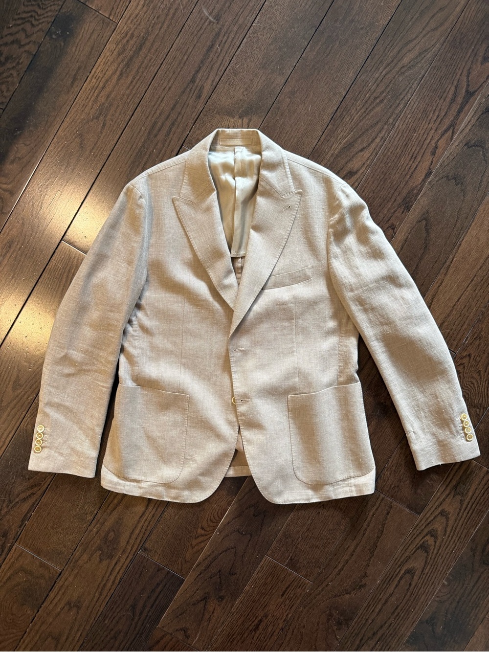Men's Beige Linen-Blend Blazer